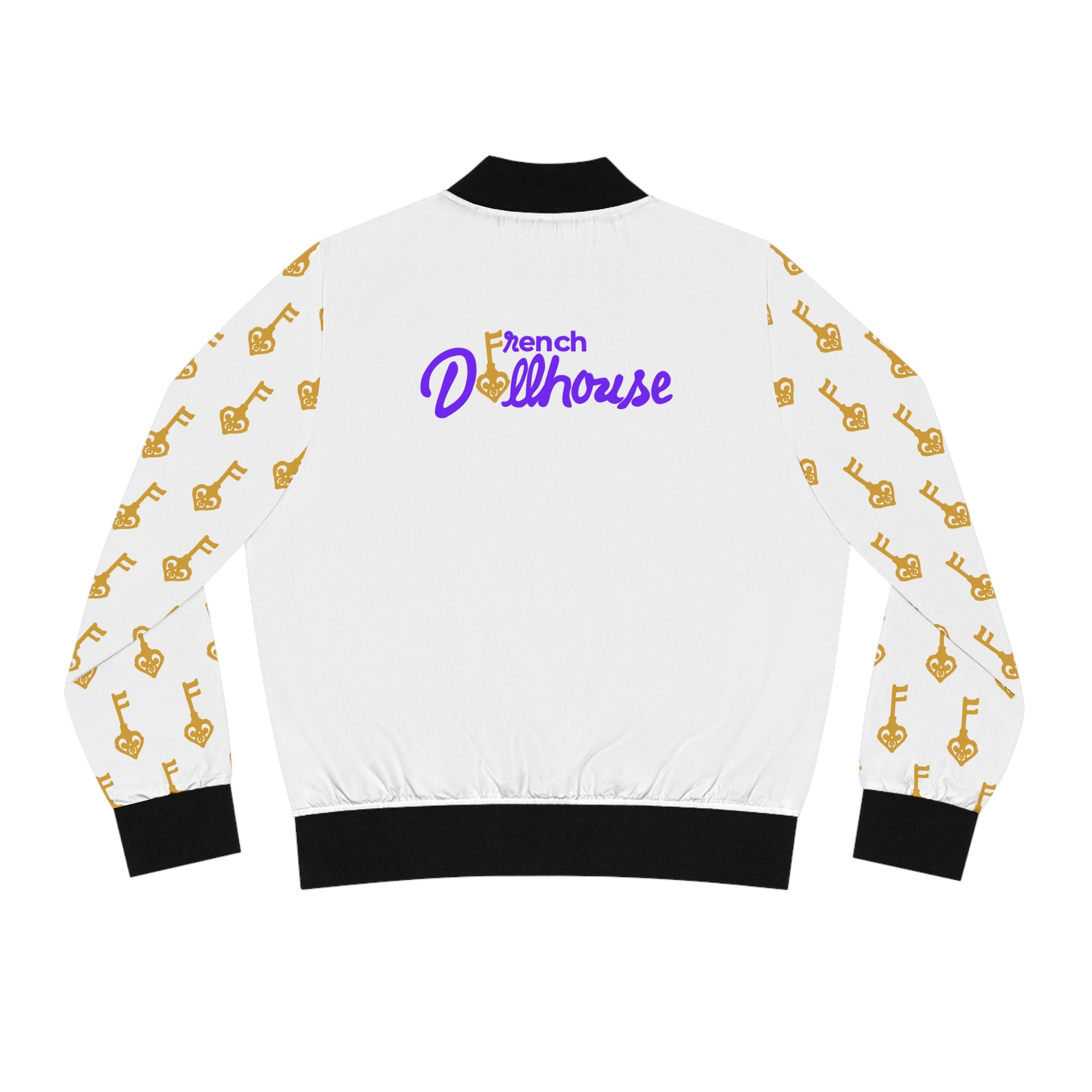 White Black & Golden Key Women's Bomber Jacket