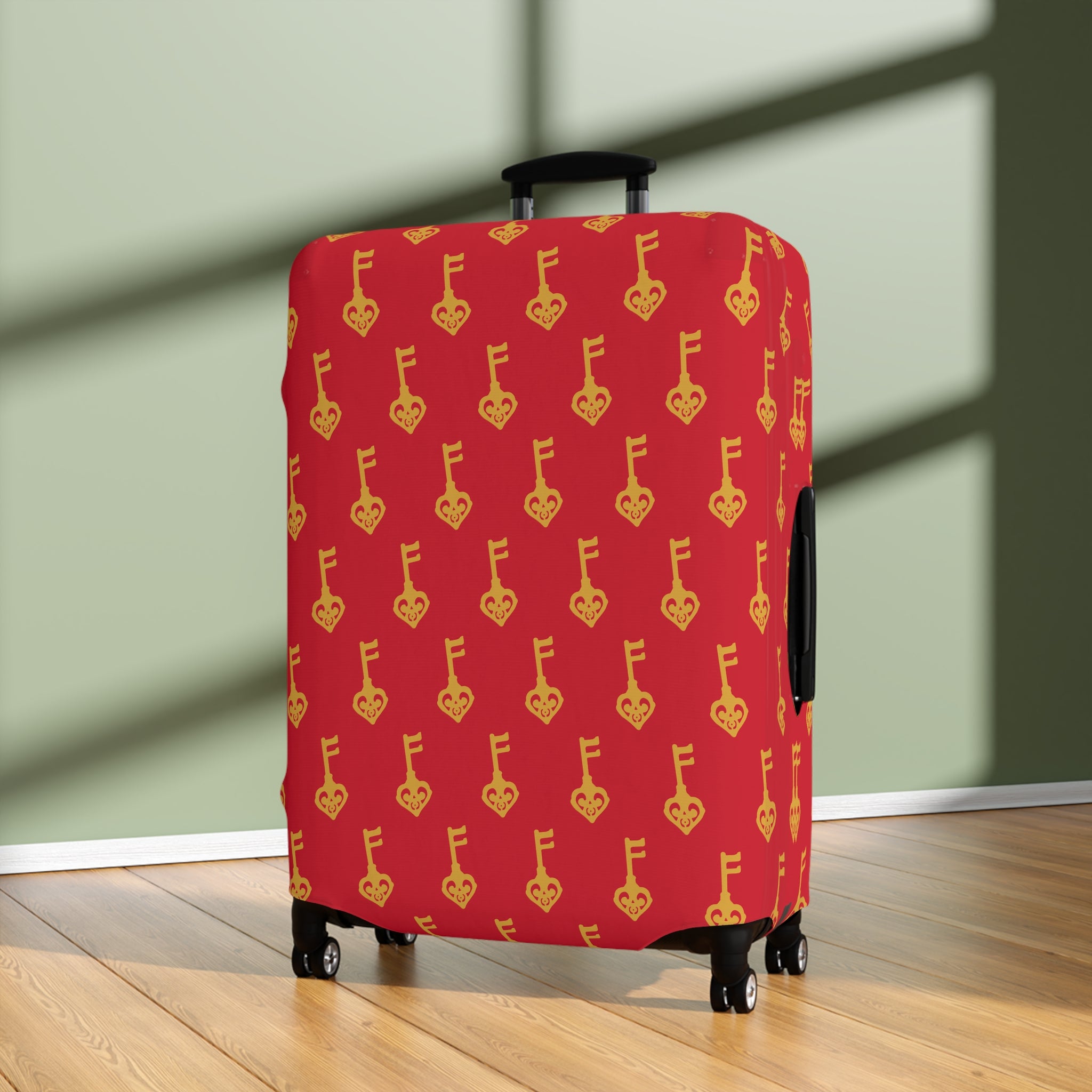 Red GuitaRuby Red Golden Key Luggage Cover - Musical Travel Suitcase Protector