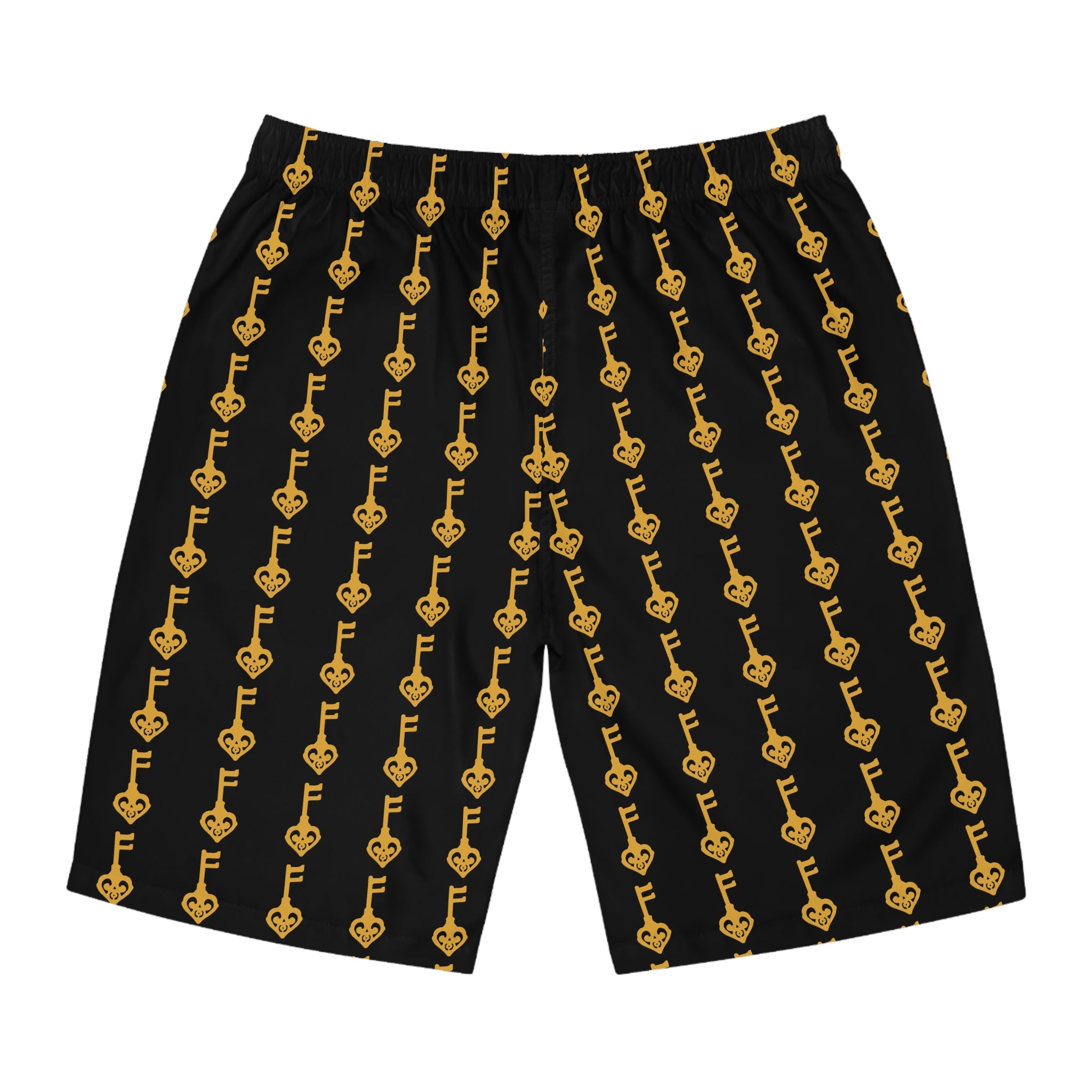 Black Golden Key Board Shorts — Men's