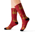 Ruby Red Golden Key Sublimation Socks —Ruby Red Novelty Crew Socks