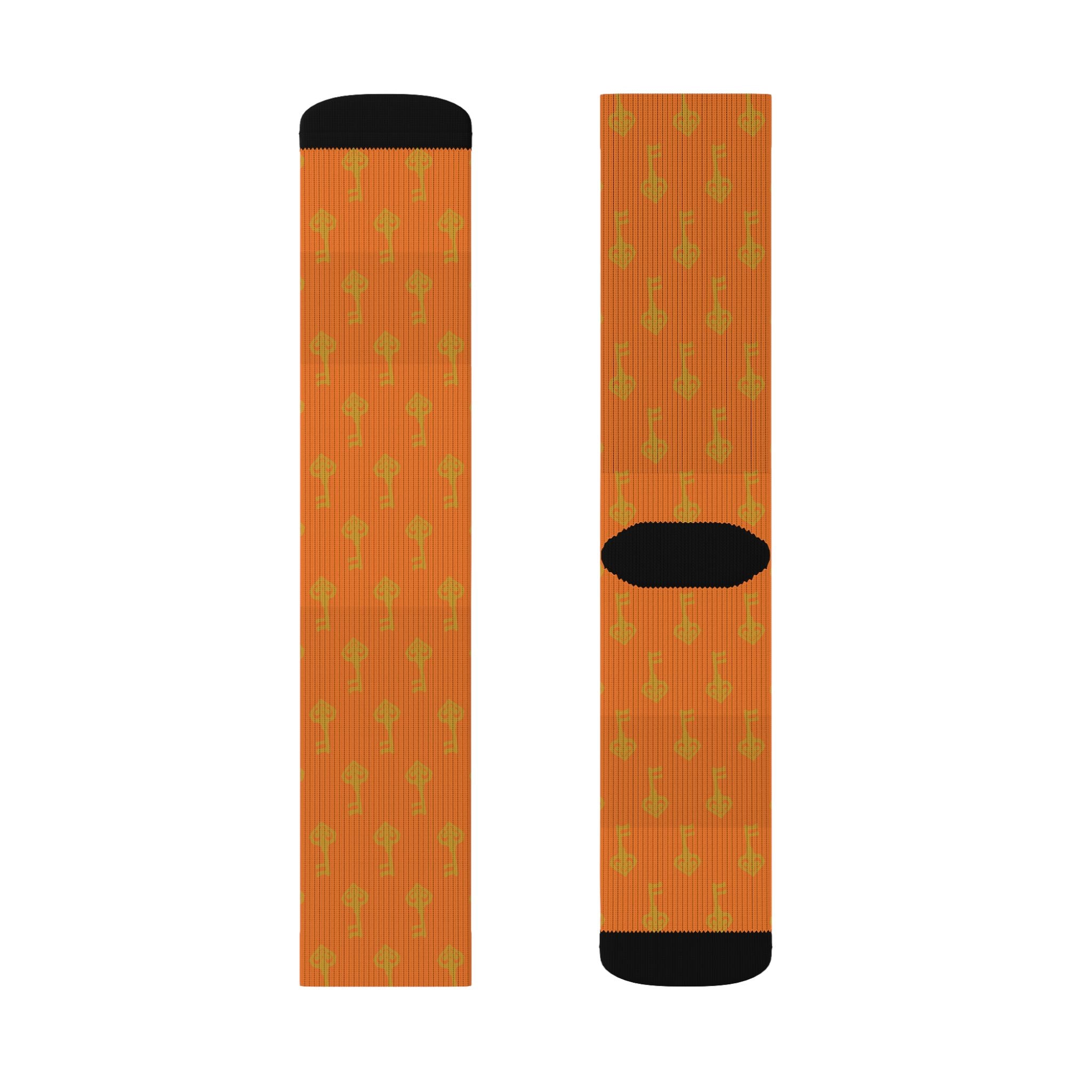 Orange Pumpkin Pattern Sublimation Socks —Crew Socks