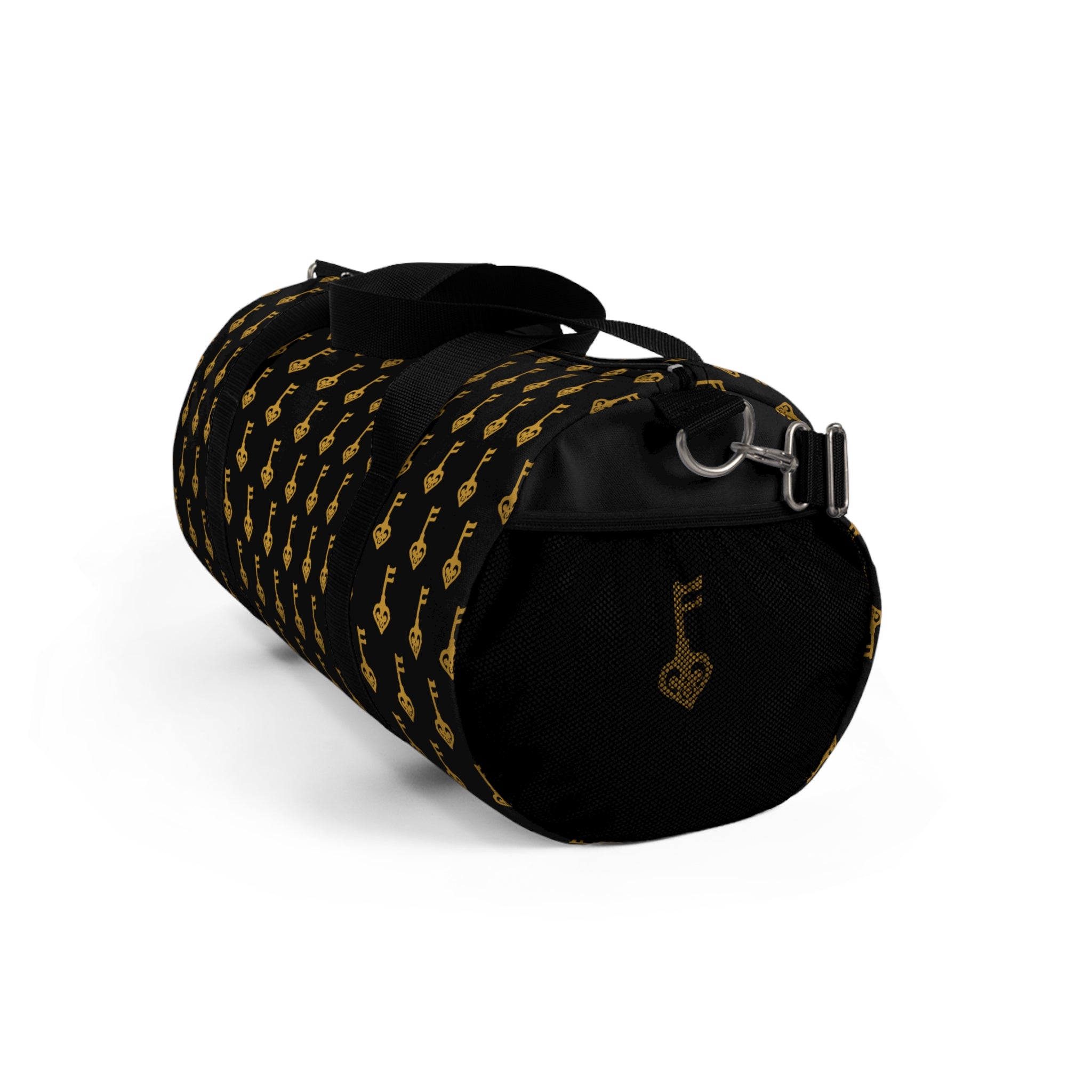 Black Golden Key Duffel Bag — Black Travel Gym Bag for Multi Use