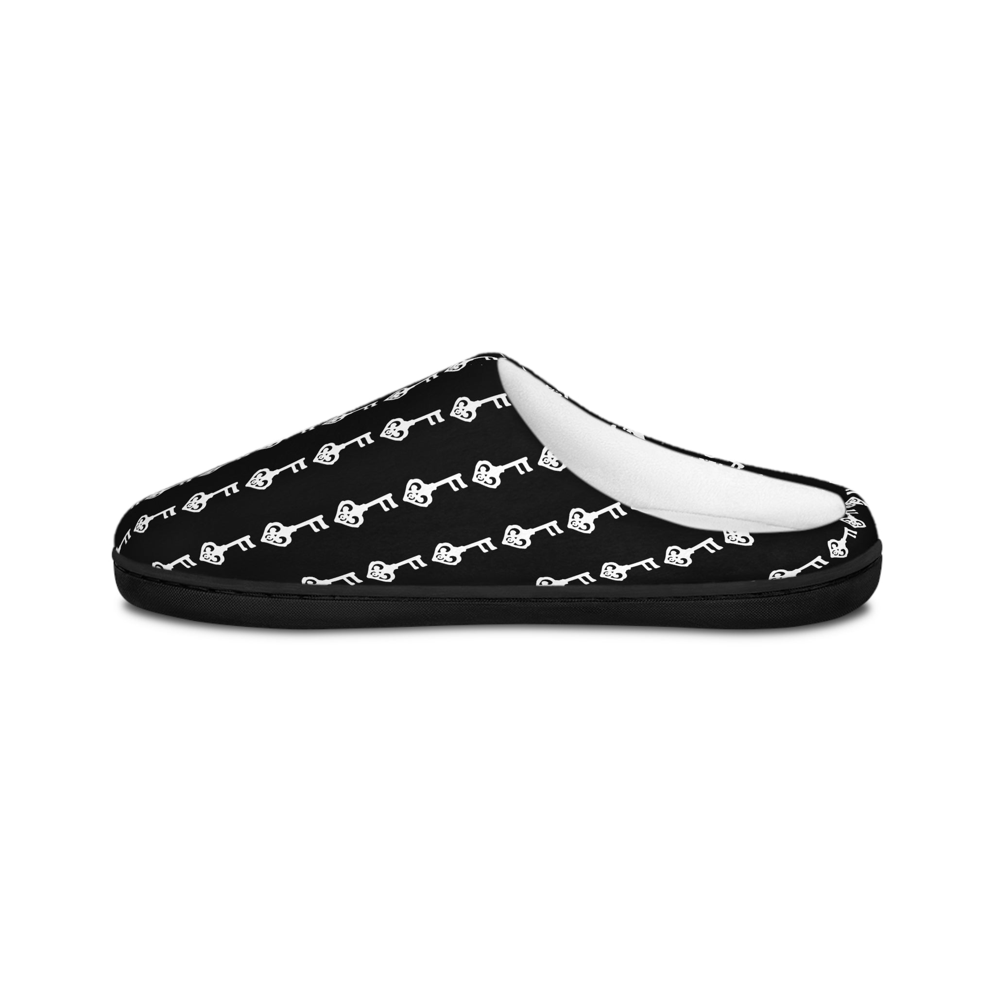 Black White Key Cozy Slippers — Men's
