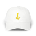 White Golden Key Cap — Embroidered Golden Key Baseball Hat