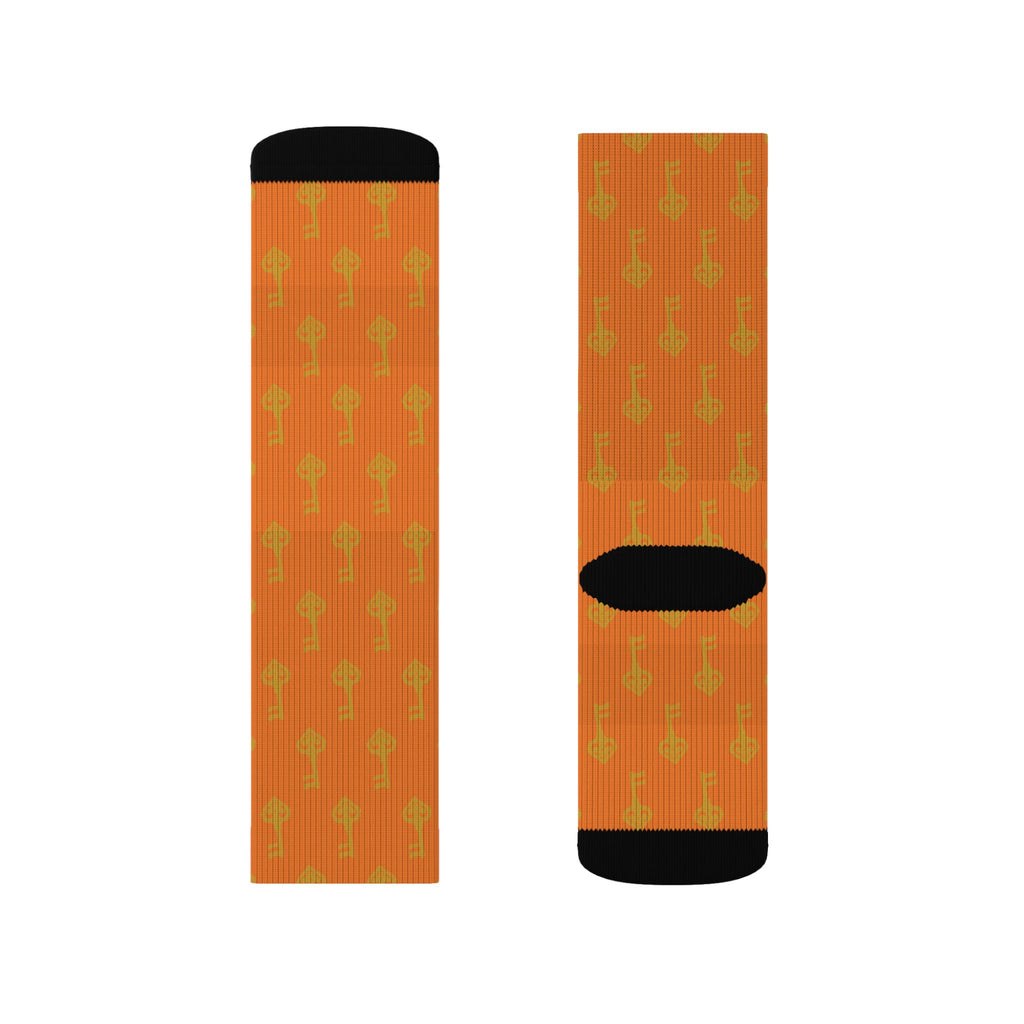 Orange Pumpkin Pattern Sublimation Socks —Crew Socks
