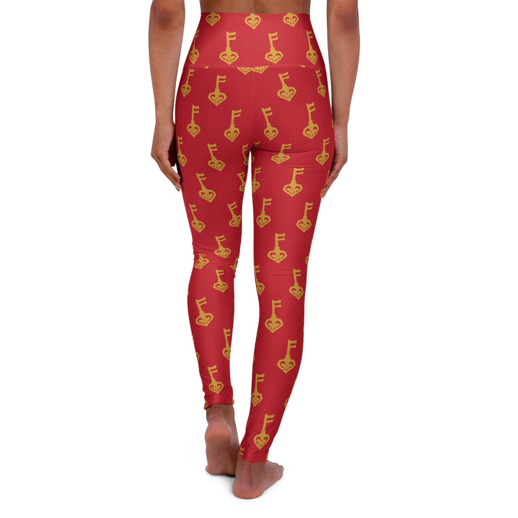 High-Waist Ruby Red Golden Key Leggings