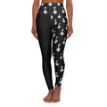 Black High-Waist White Key Leggings