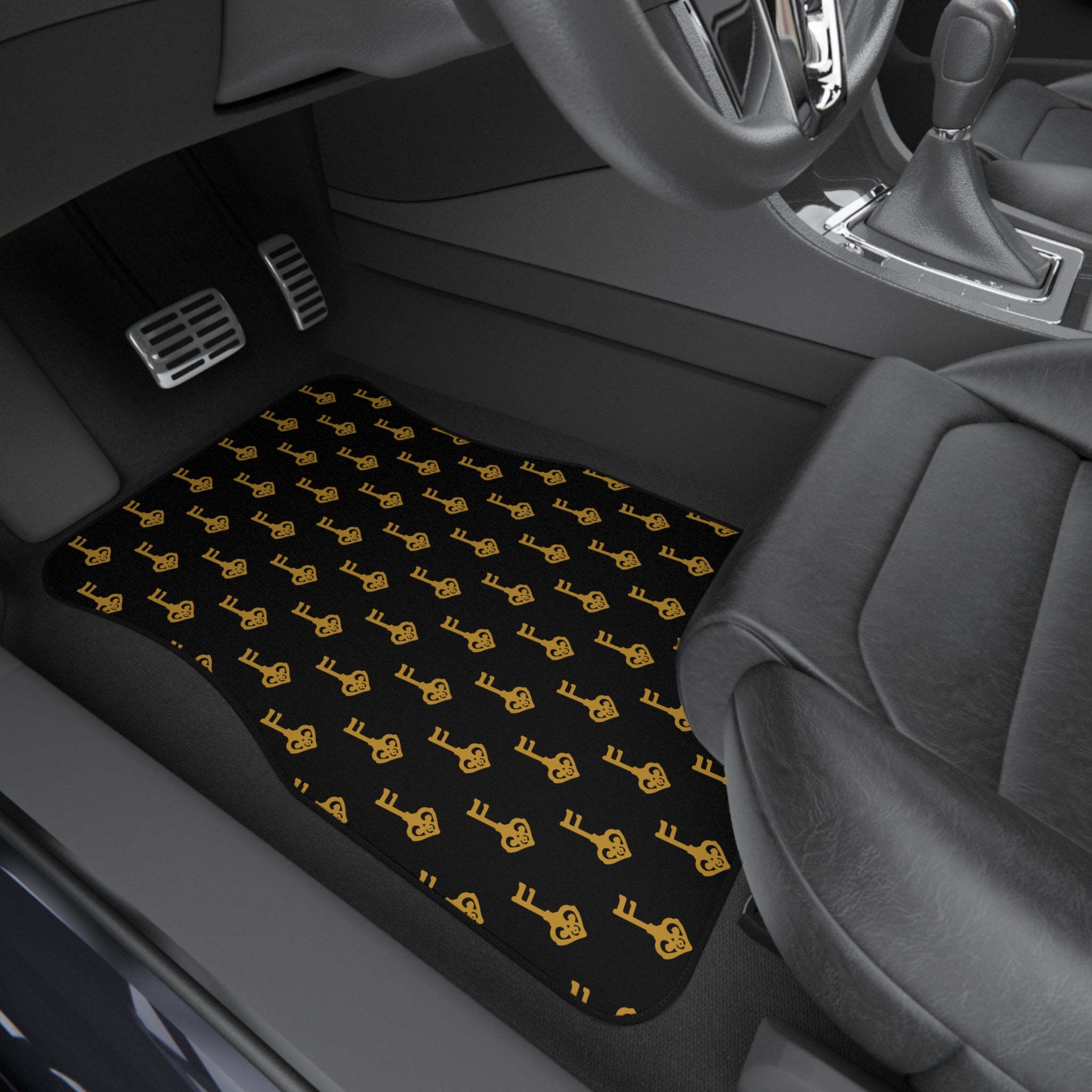 Black Golden Key Car Mats (Set of 4)