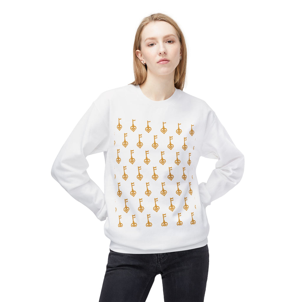 White Unisex Golden Key Crewneck Sweatshirt