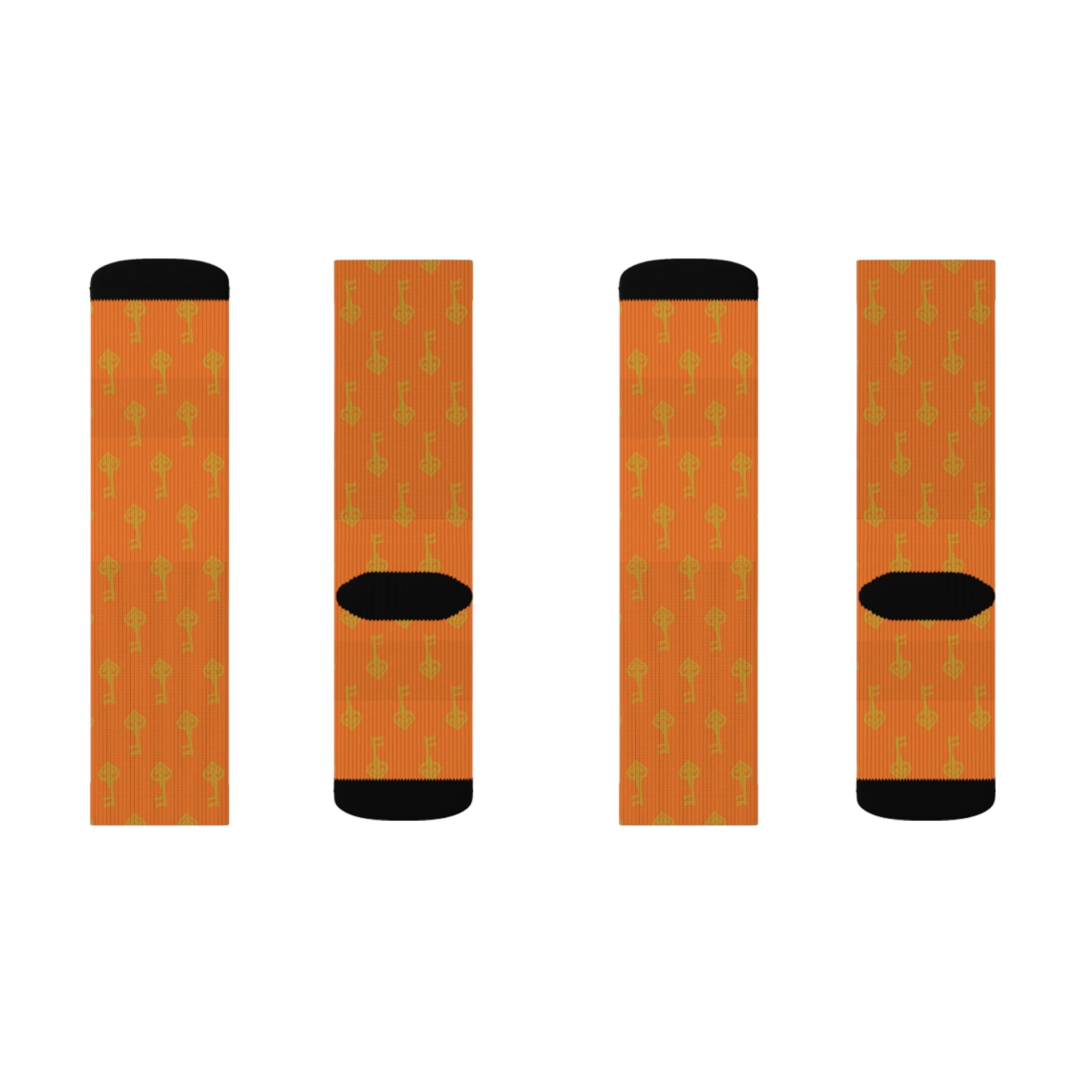 Orange Pumpkin Pattern Sublimation Socks —Crew Socks