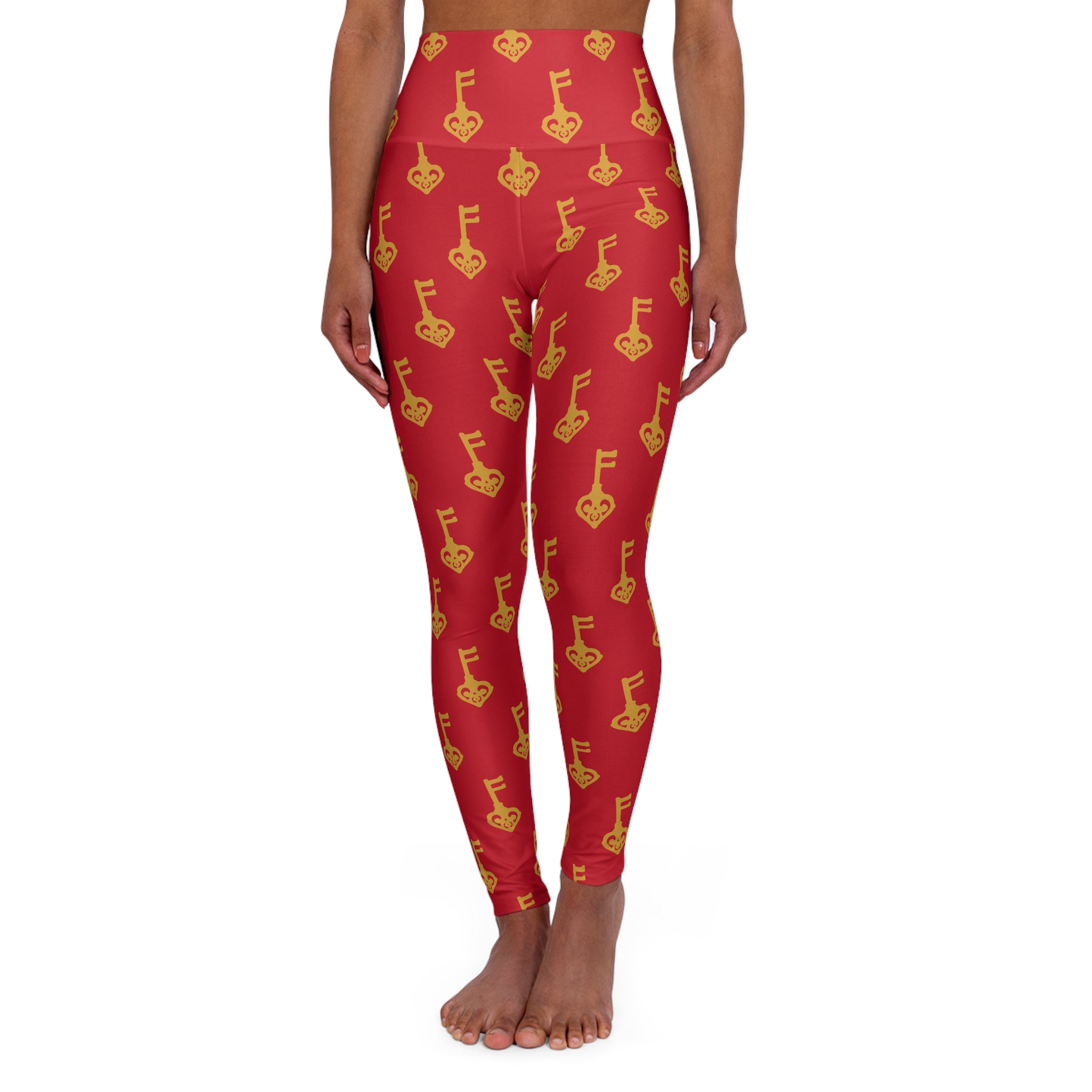 High-Waist Ruby Red Golden Key Leggings