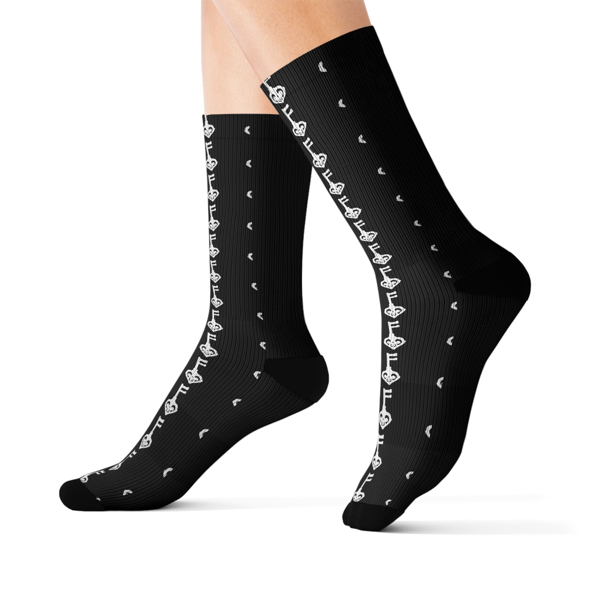 Black White Key Sublimation Socks — Unisex