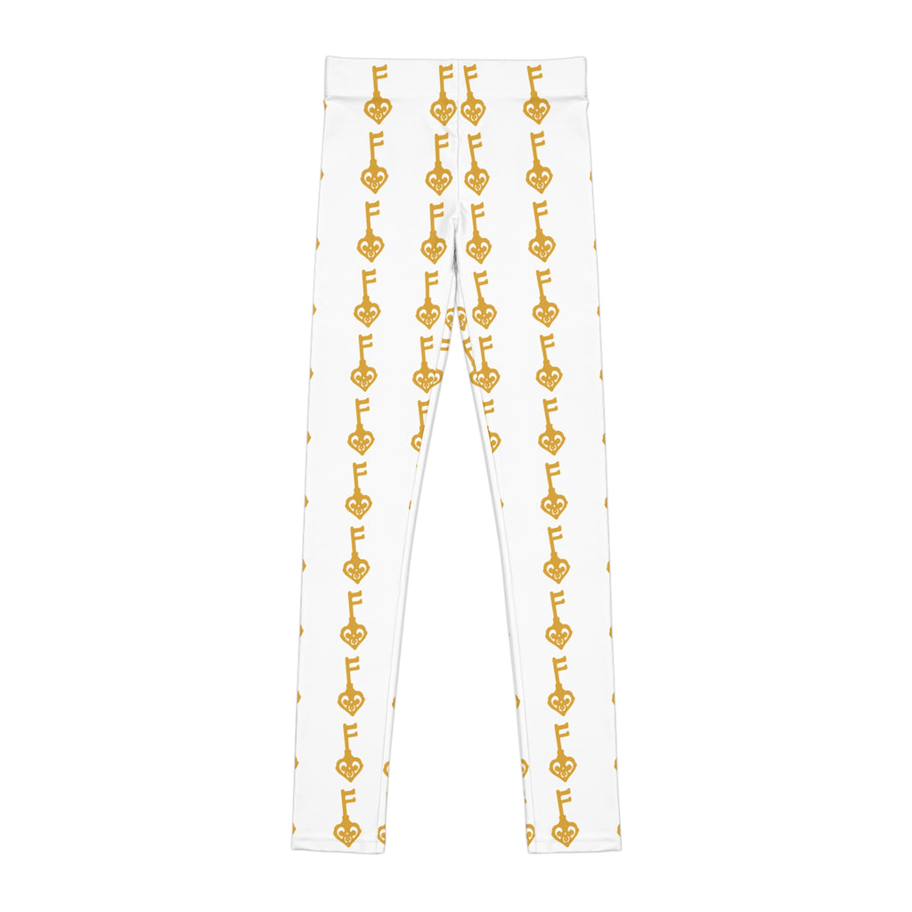 Youth Leggings - White Golden Key