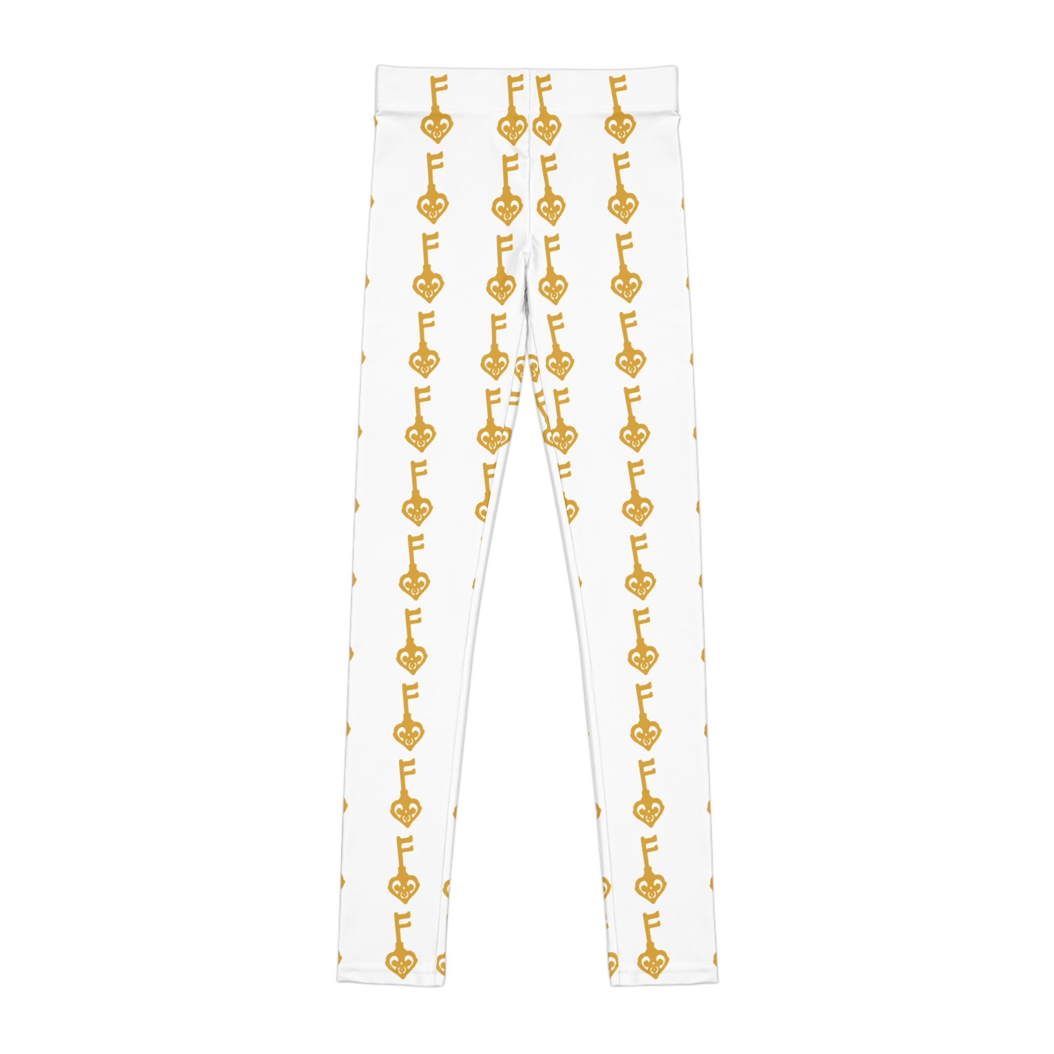 Youth Leggings - White Golden Key