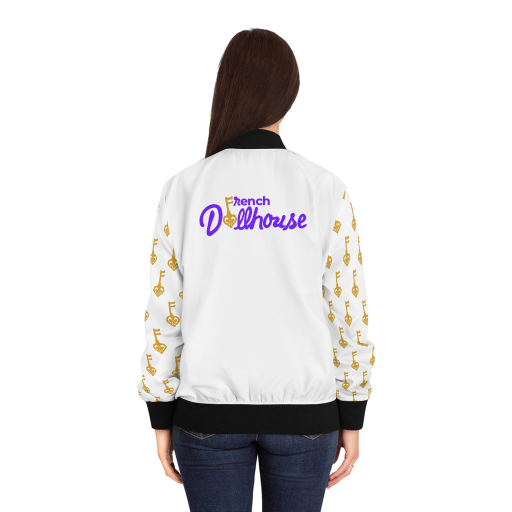 White Black & Golden Key Women's Bomber Jacket