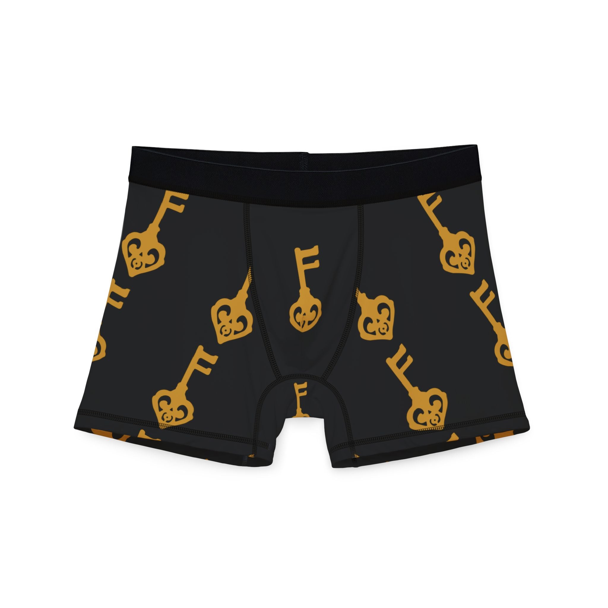 Black Golden Key of Hearts Boxer Briefs - Men's