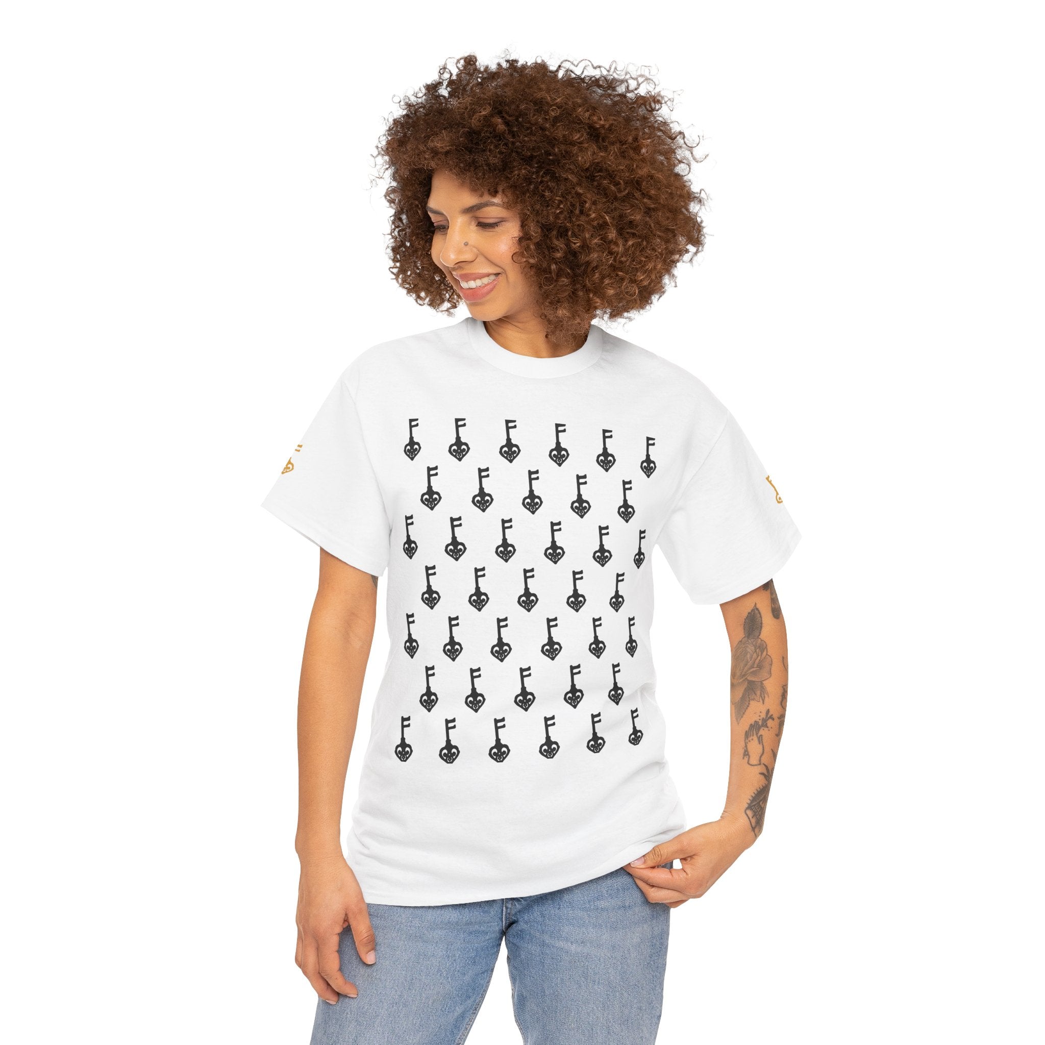 White Unisex Heavy Cotton Tee Black Key