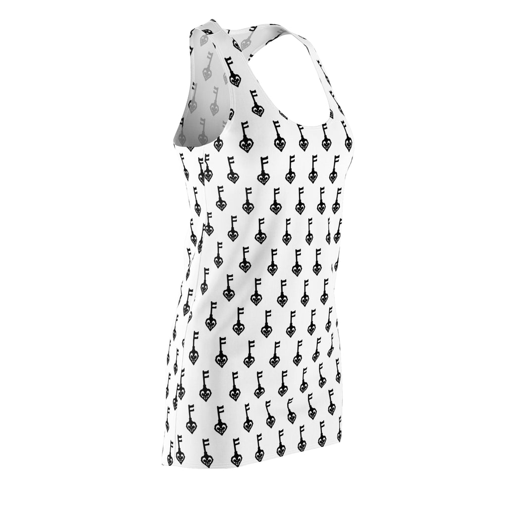 Racerback Dress — Minimal Black Guitar Pattern All-Over Print