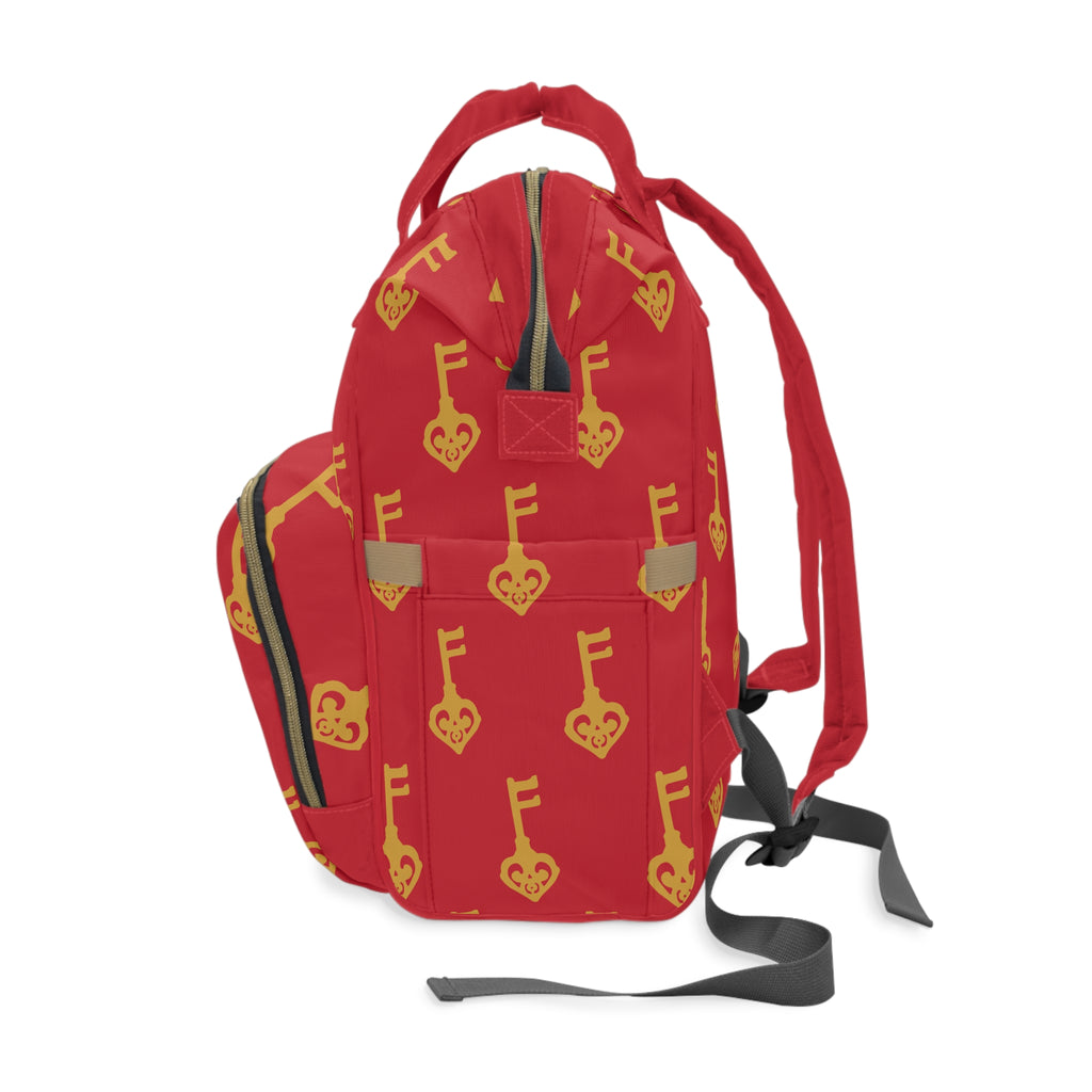 Ruby Red Golden Key of Love Backpack — Multifunctional Baby Bag