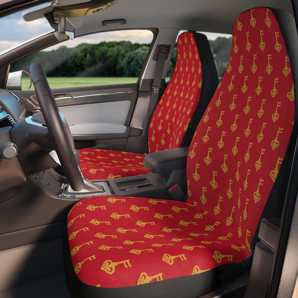Ruby Red Golden Key Car Seat Covers – Polyester Front Seat Protectors