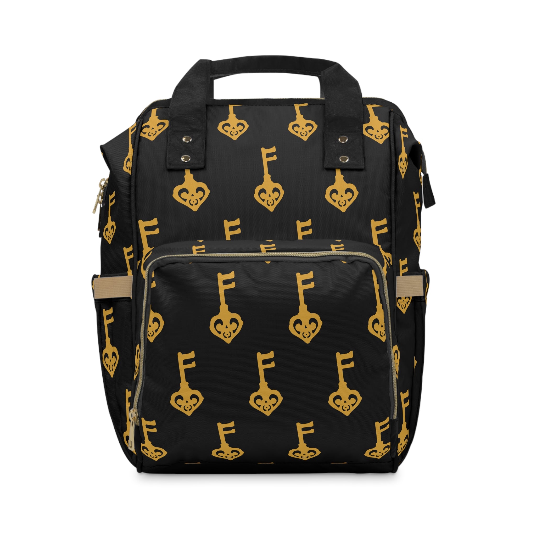 Black Golden Key of Love Backpack — Multifunctional Baby Bag