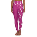 Magenta High-Waist White Key Leggings — Women's