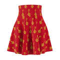 Ruby Red Golden Key Skater Skirt — Romantic Gold Key Print