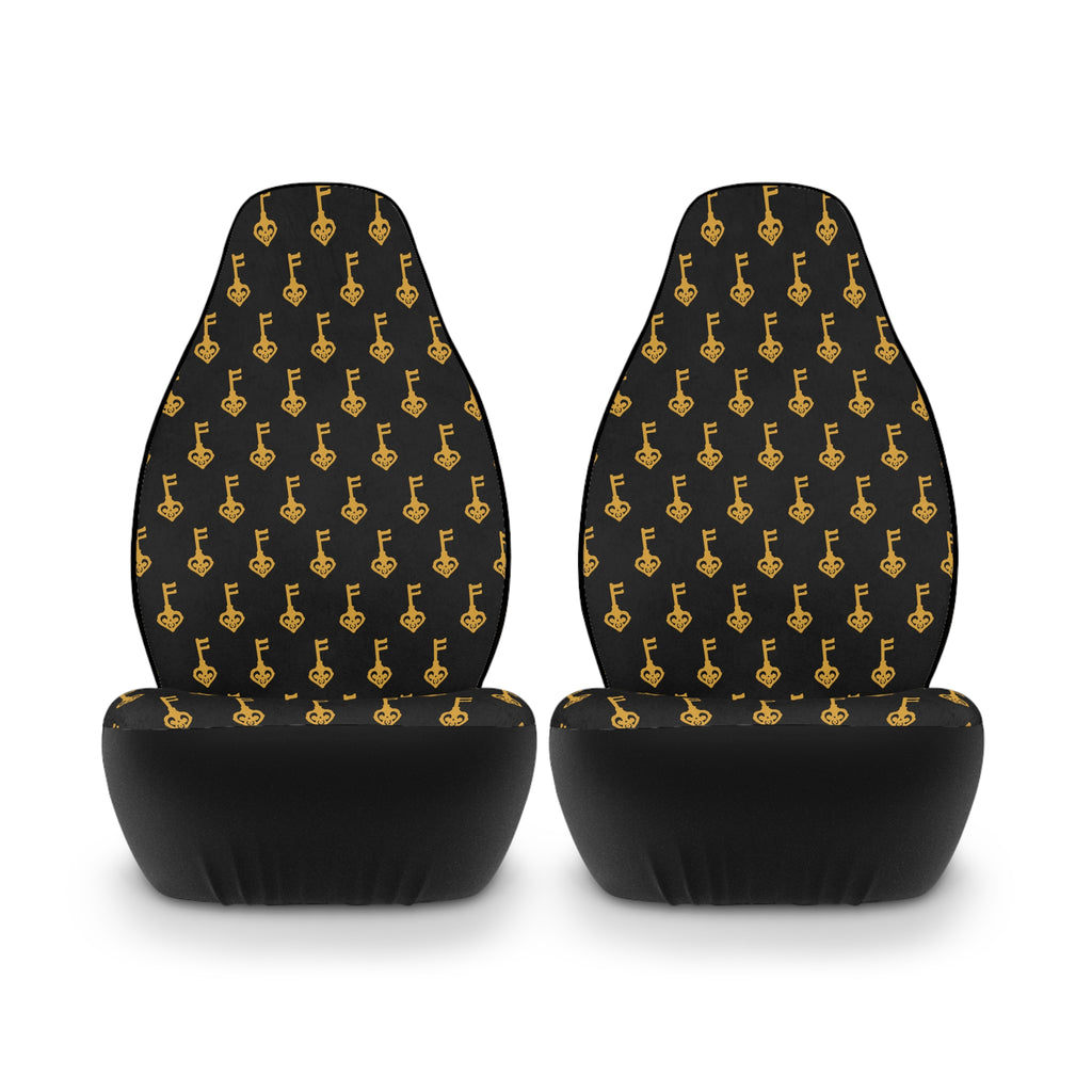 Black Golden Key Car Seat Covers — Polyester Front Seat Protector