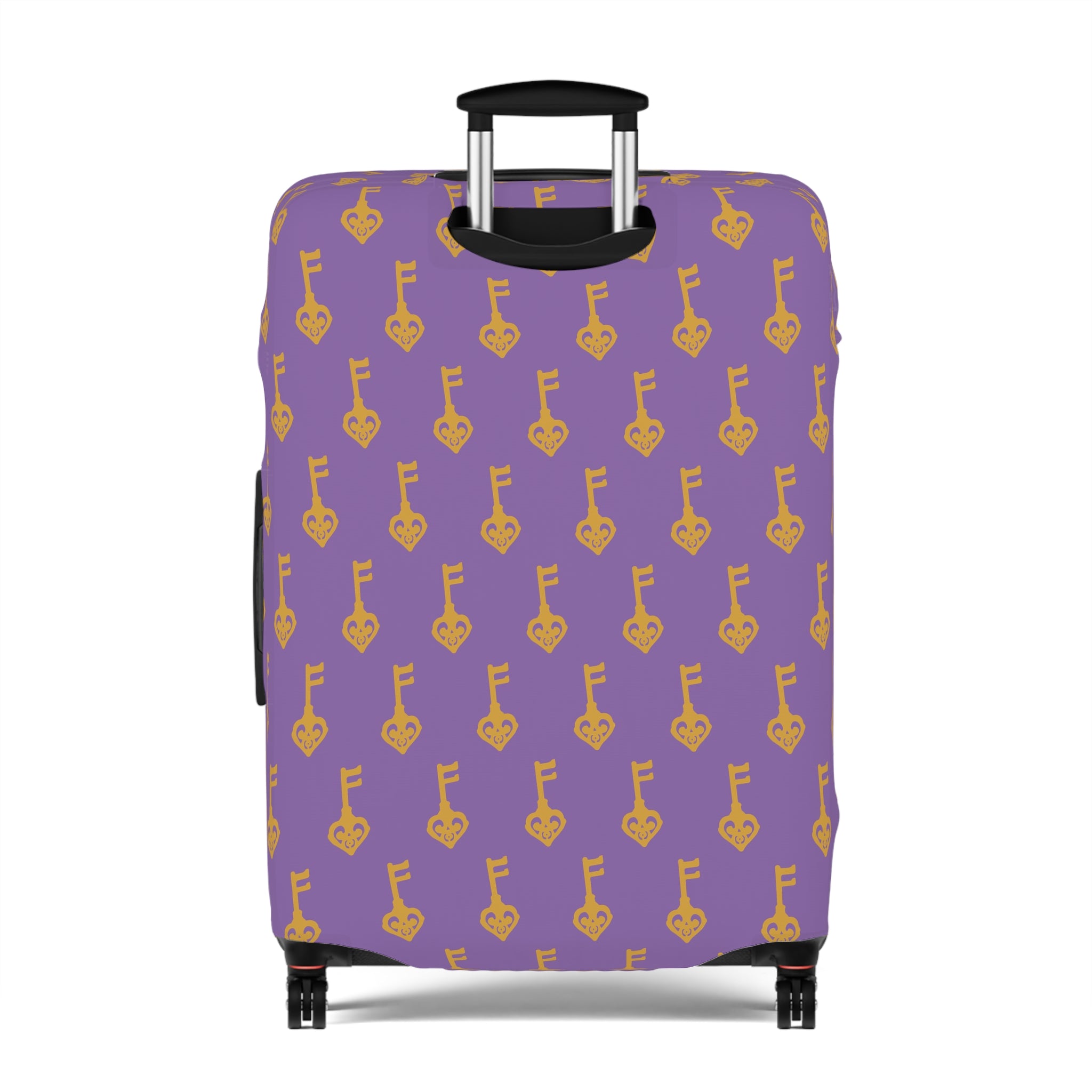 Purple Golden Key Luggage Cover — Protective Travel Suitcase Sleeve