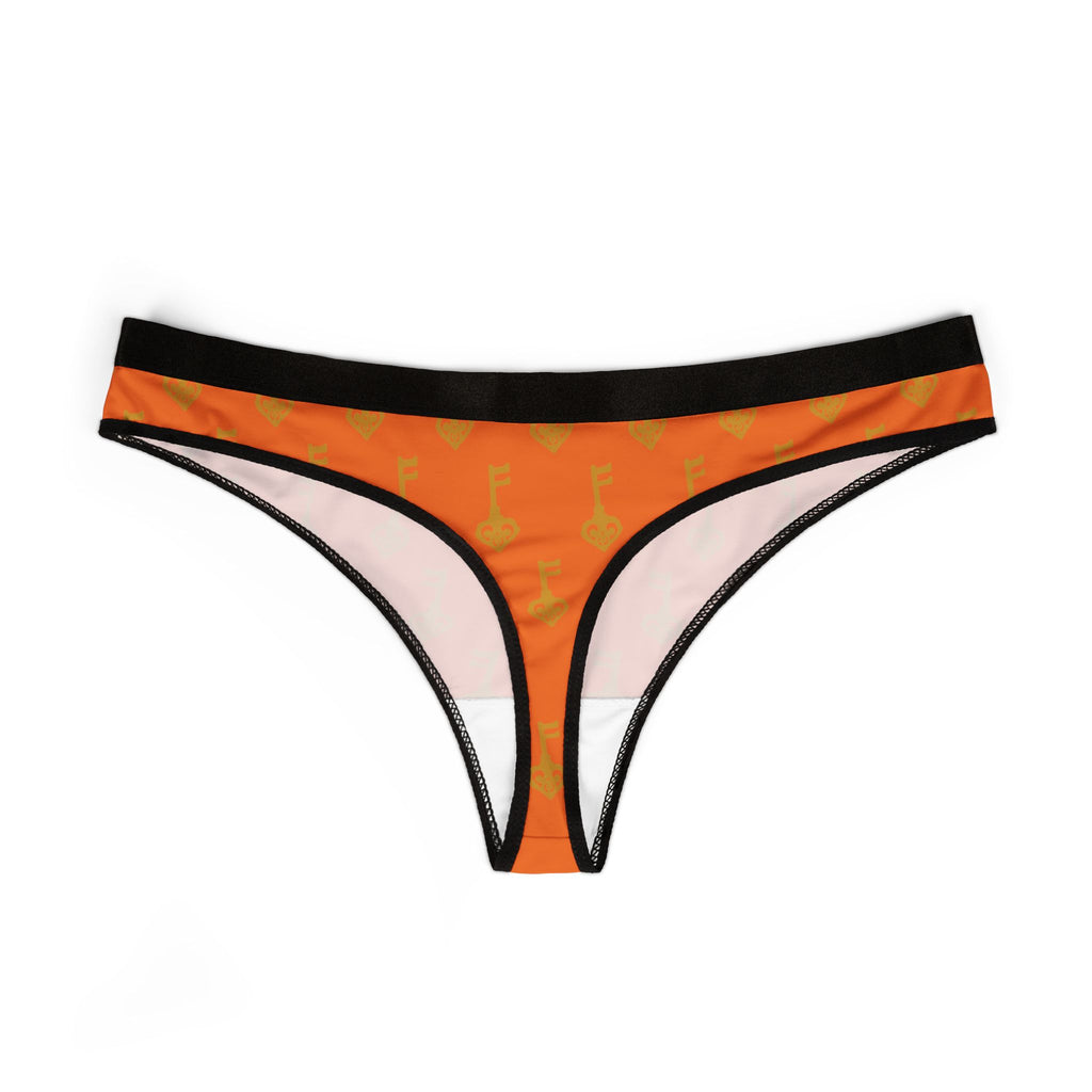 Orange Key Pattern Women's Thong — Autum Orange Golden Key -Inspired Lingerie