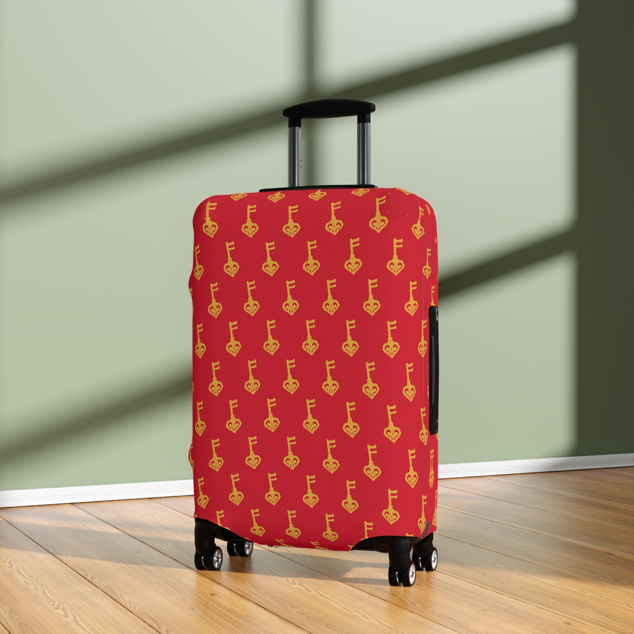 Red GuitaRuby Red Golden Key Luggage Cover - Musical Travel Suitcase Protector