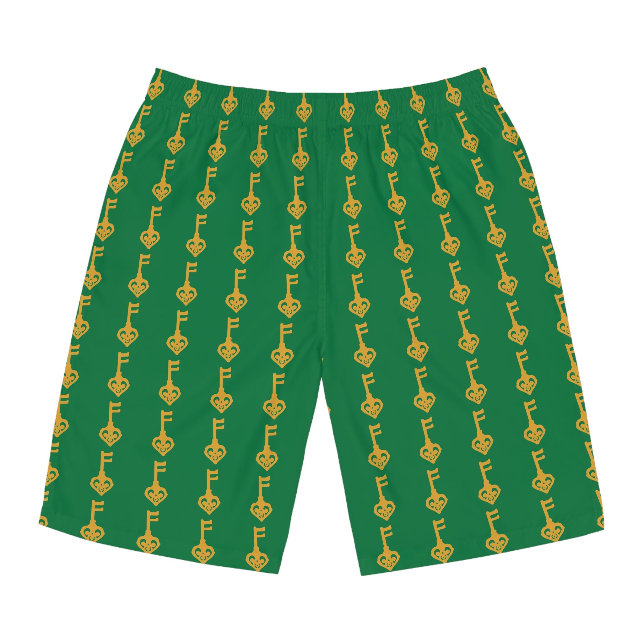 Green Golden Key Board Shorts — Men;s