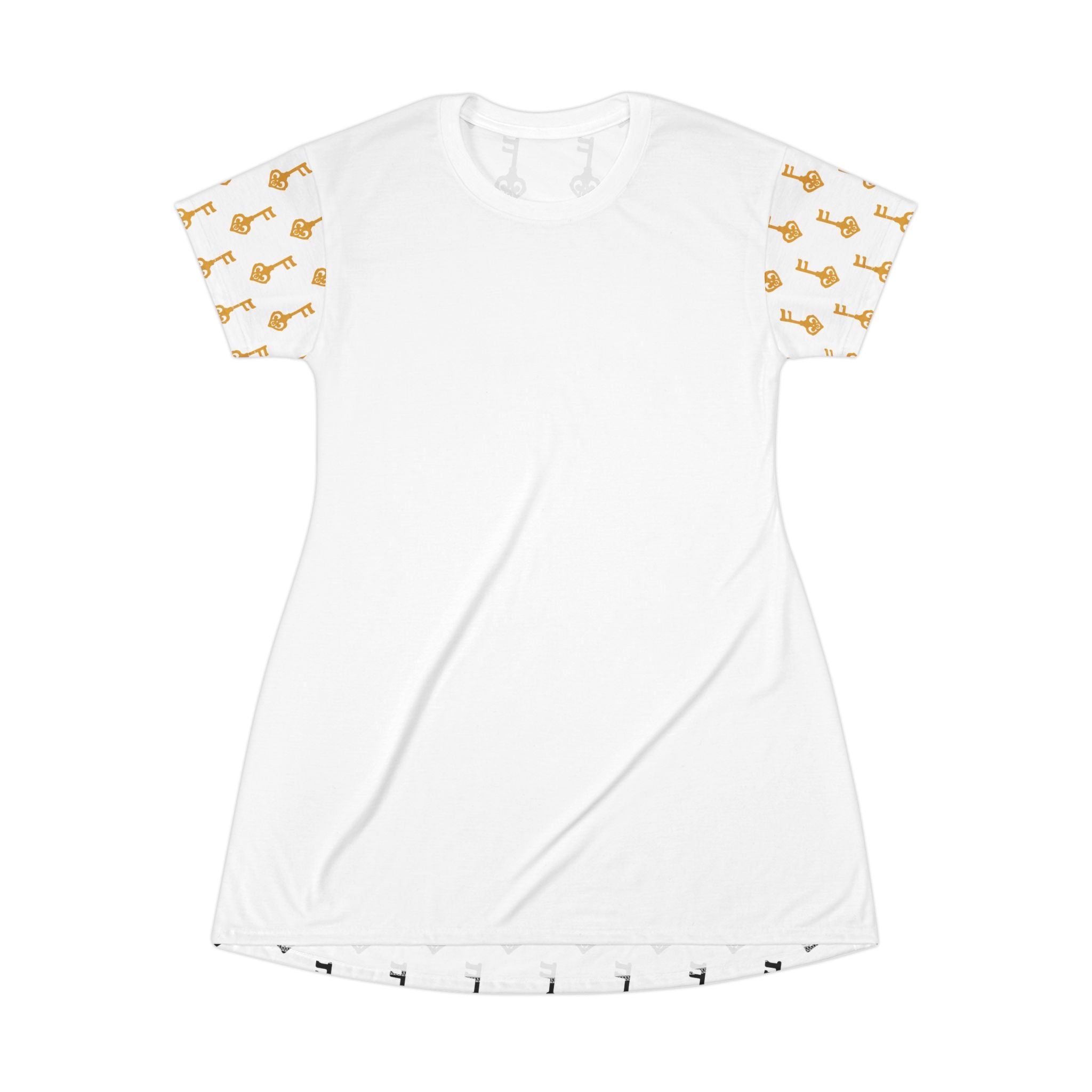 White Black Key & Golden Key Women’s T‑Shirt Dress — Vintage Print