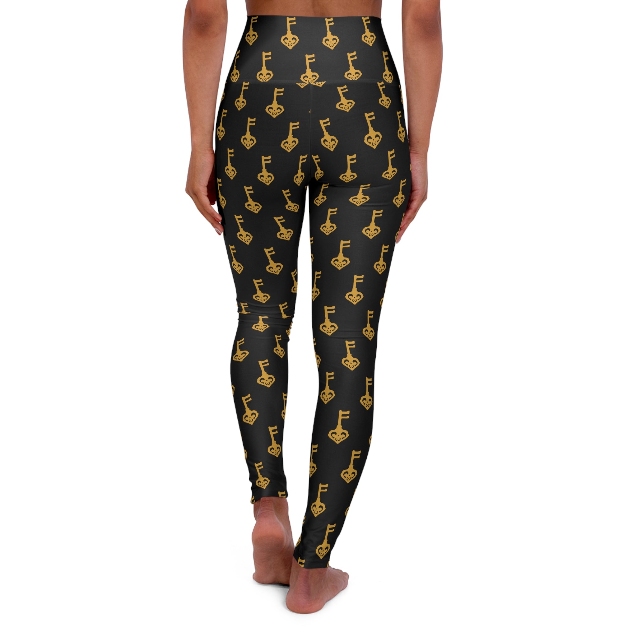 High Waist Black Golden Key Leggings