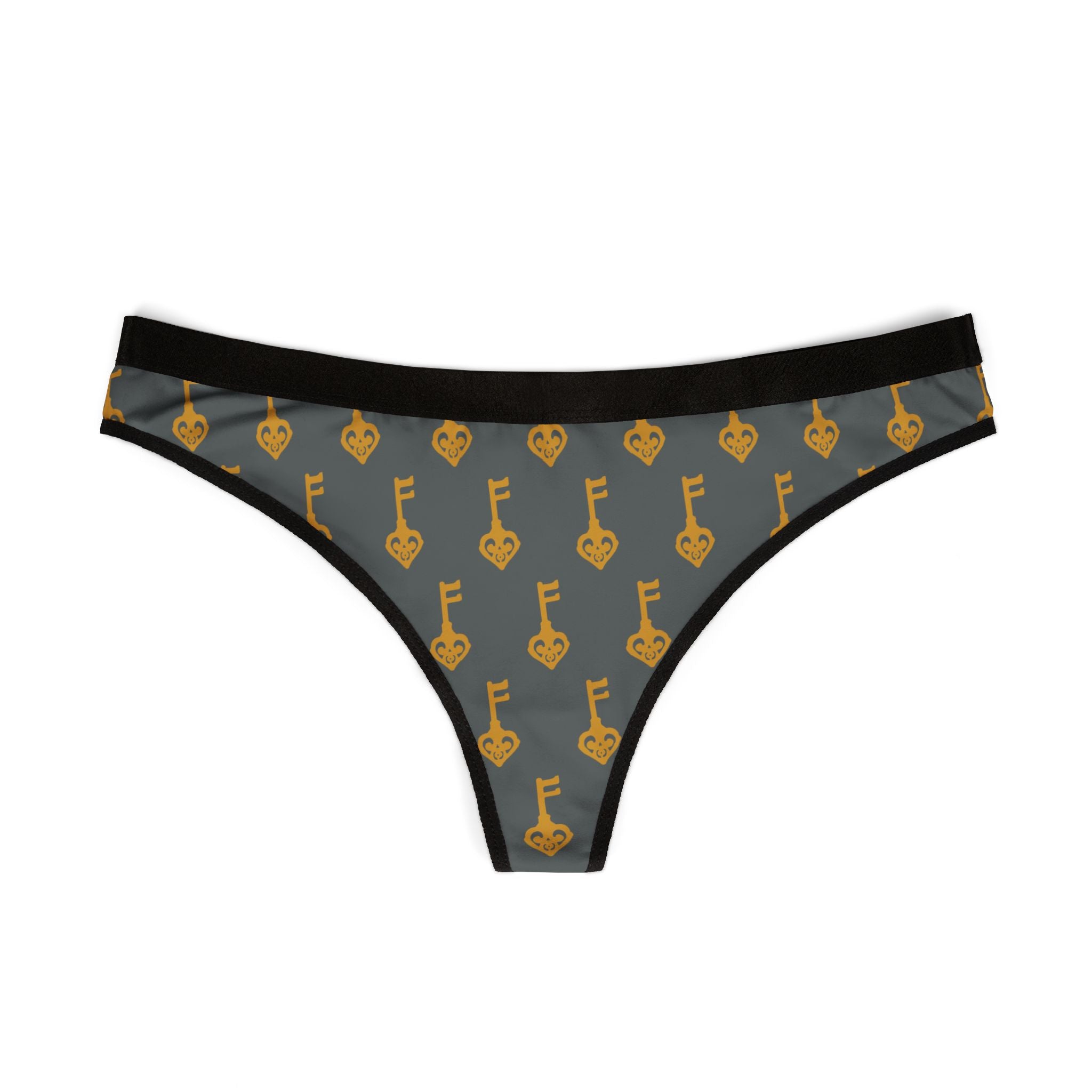 Grey Golden Key Women's Thong – Print
